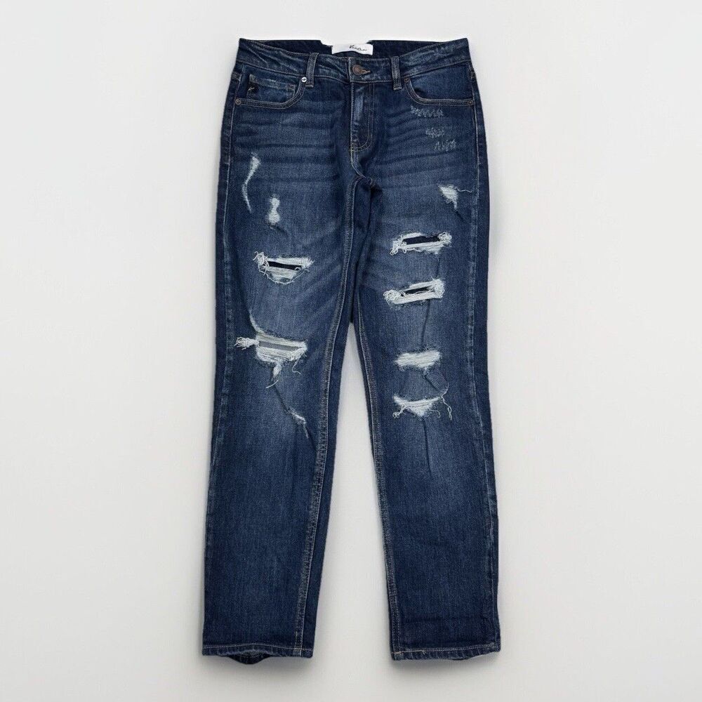 KanCan Jeans Juniors 3/25 Boyfriend Fit Distressed Blue Denim Measures 29 x 28